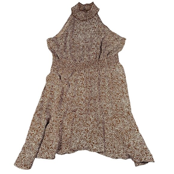 Maurices Womens 1X Brown Sleeveless Halter High Low Midi Ruffle Dress NWT - Picture 1 of 9